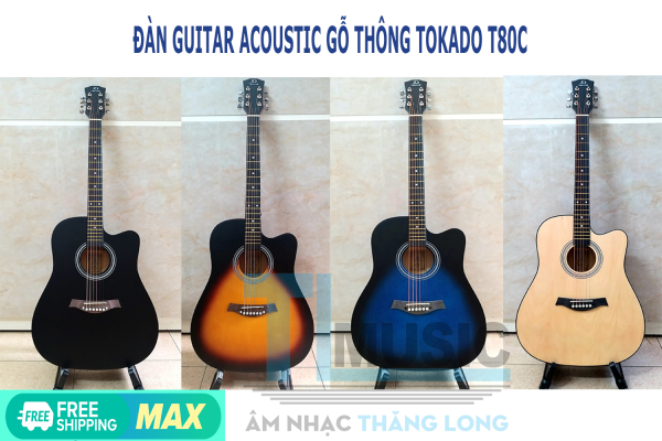 [Guitar giá rẻ] Đàn ghita Acoustic Tokado T80C - Acoustic guitar Tokado T-80C ( Kèm Bao đựng và pick gảy )