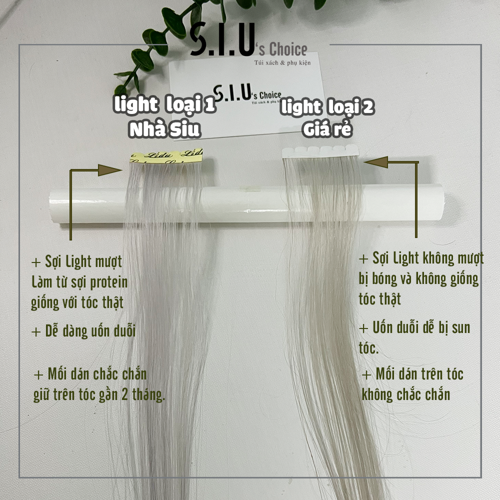 LINE DÁN Tóc giả highlight dán từ sợi protein giống tóc thật dài 65cm siuschoice
