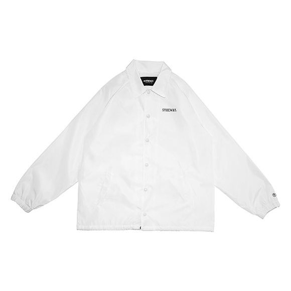 5THEWAY® /solid/ BIG LOGO COACH JACKET in WHITE aka Áo khoác dù trắng