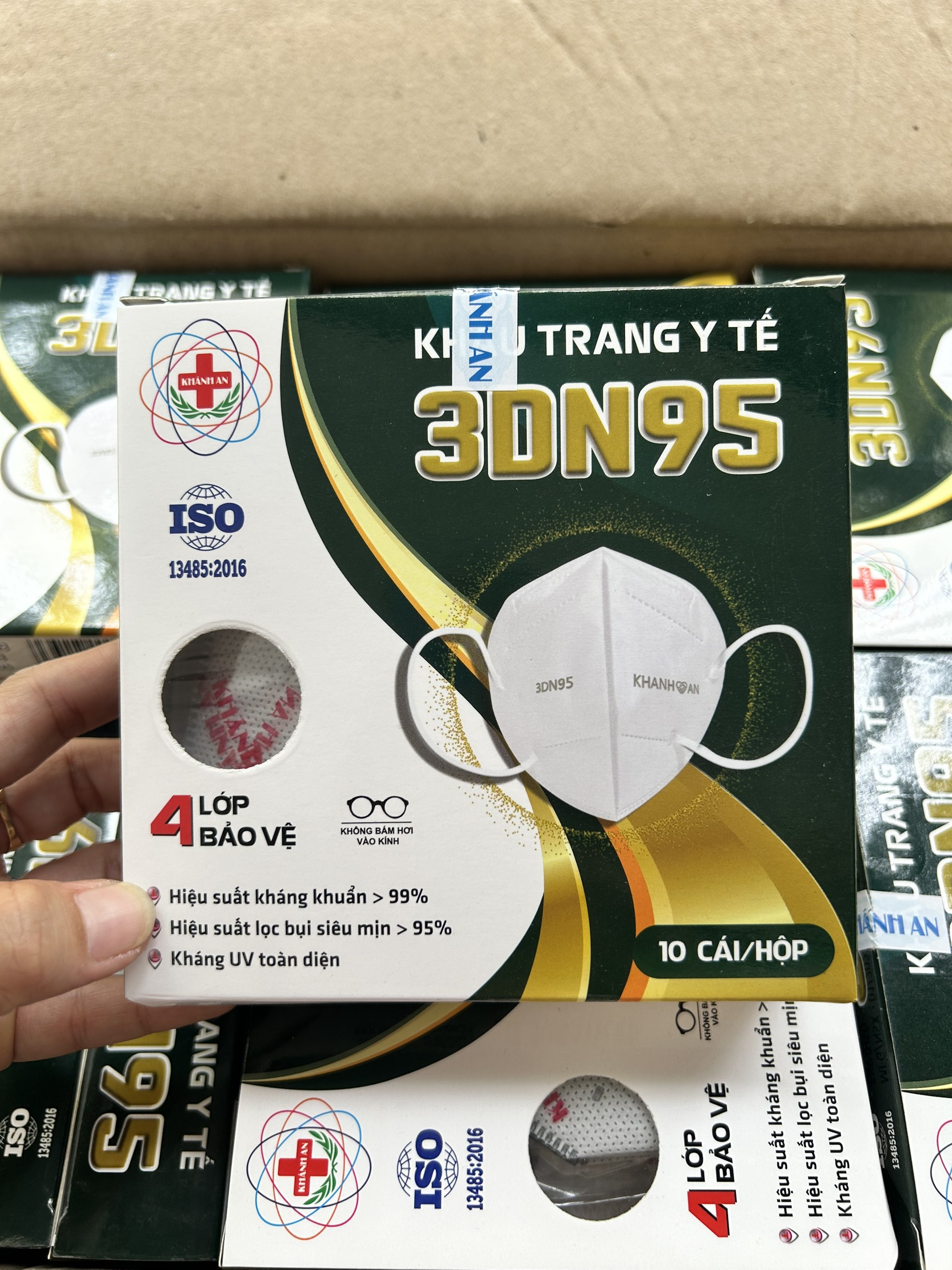 (Hộp 10 cái) Khẩu trang y tế 3D Mask 3DN95 Khánh An kháng khuẩn 99%