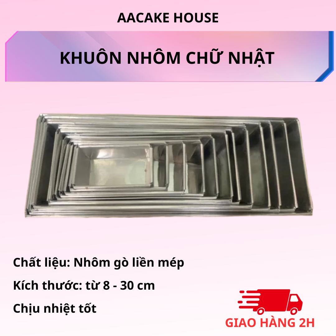 Khuôn Nhôm Chữ Nhật, khuôn cake, đa dạng kích thước, khuôn bánh mì hoa cúc, bánh loaf, bánh mì ngọt, dẫn nhiệt tốt