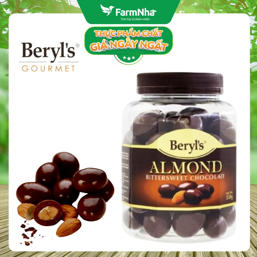 Sô cô la Beryls 350g Almond Bittersweet - Sô cô la nguyên chất và vị ngọt ngào, thơm béo của bột sữa nguyên kem