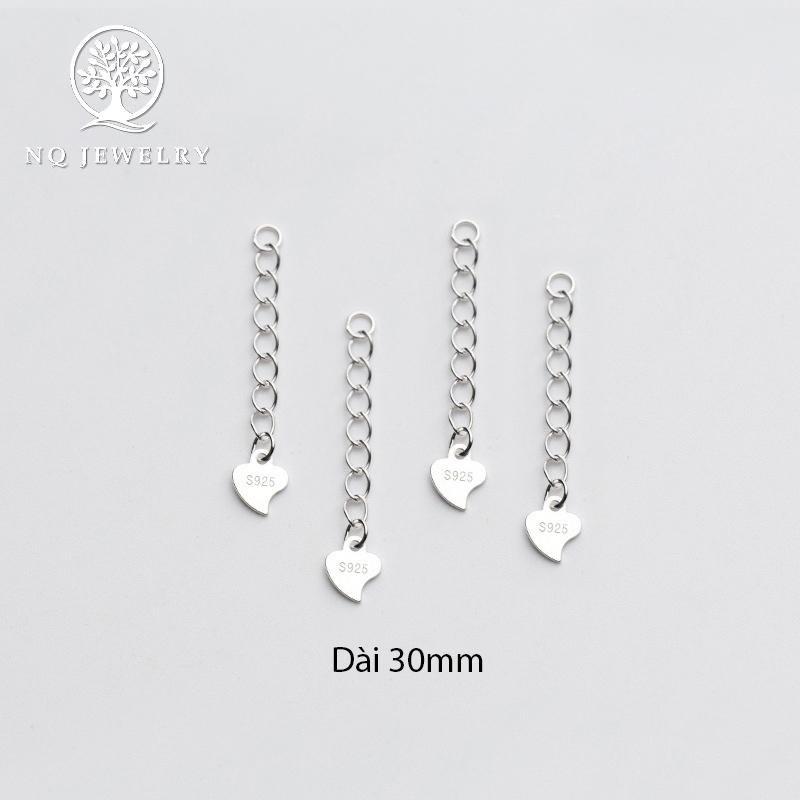 Charm bạc dây xích trái tim trang trí - NQ Jewelry