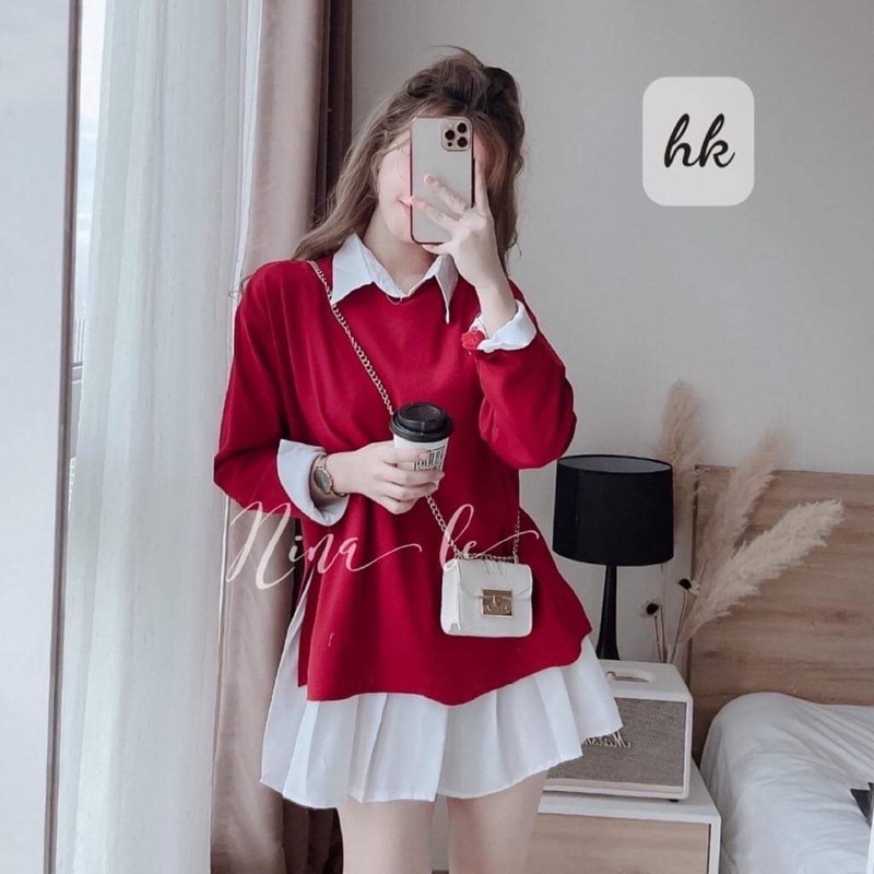 SIÊU PHẨM SÉT VÁY GILE ĐỎ CỰC ĐẸP