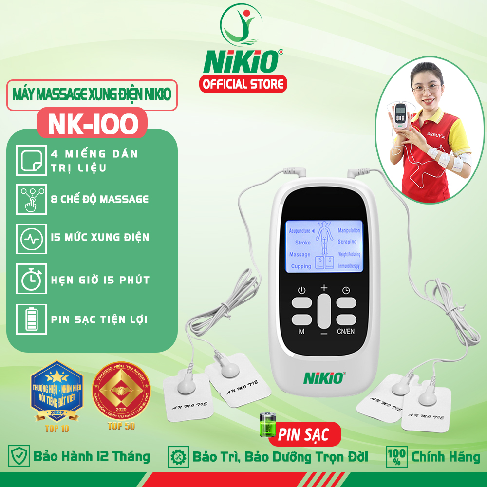 Máy massage xung điện 4 miếng dán pin sạc Nikio NK-100