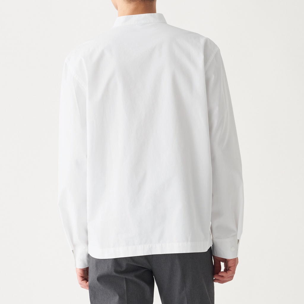 Muji Áo Sơ Mi Cotton Washed Sợi Dài