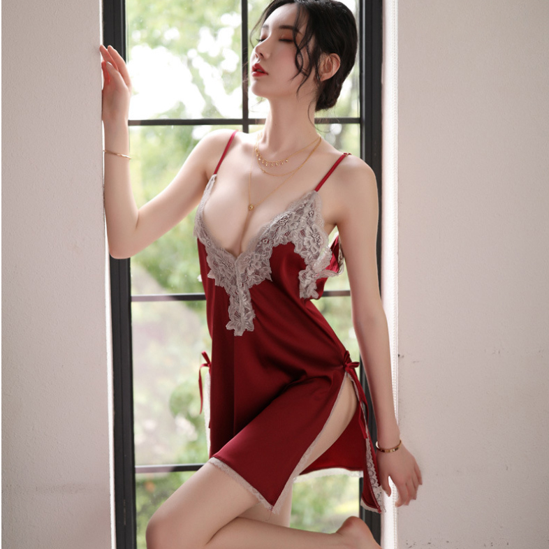 Đầm ngủ lụa phối ren cao cấp không mút