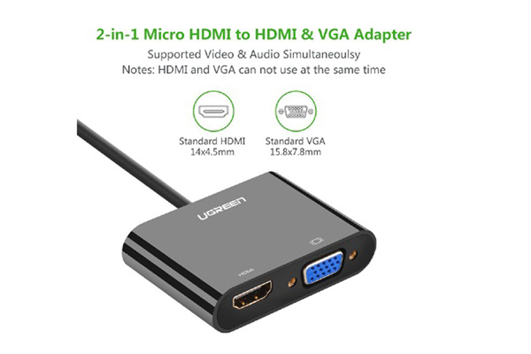 Cáp Micro HDMI to VGA, HDMI Ugreen 30355
