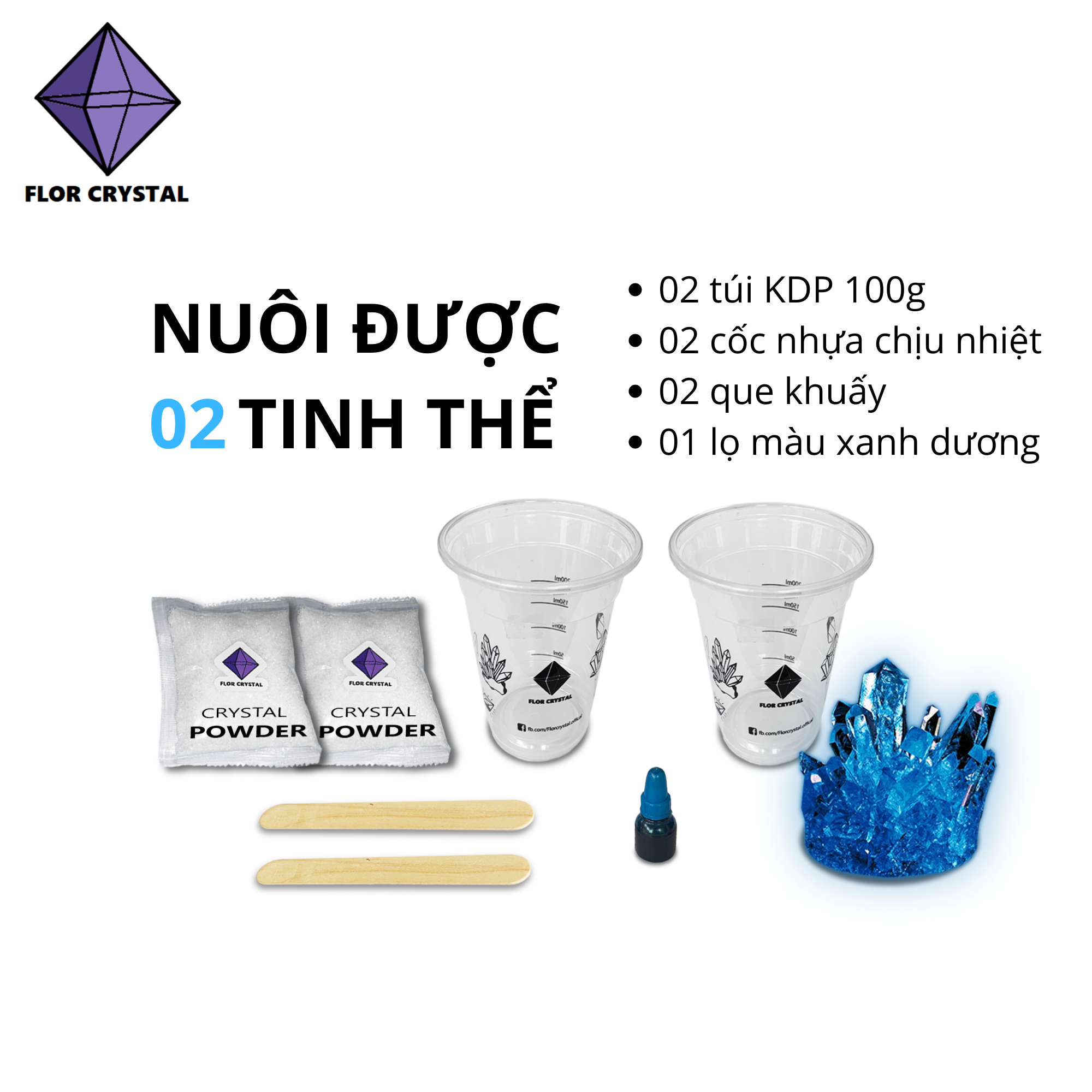 🥑 [NGUYÊN LIỆU CAO CẤP] KDP KH2PO4 bộ nuôi tinh thể (kèm dụng cụ)🍓