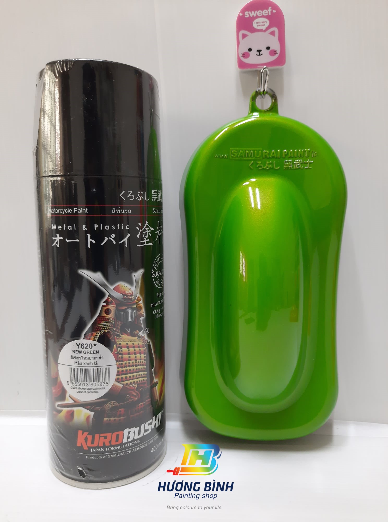 Sơn xịt Samurai màu Xanh Lá - Y620 (400ml) (có khả năng kháng xăng A92, A95)