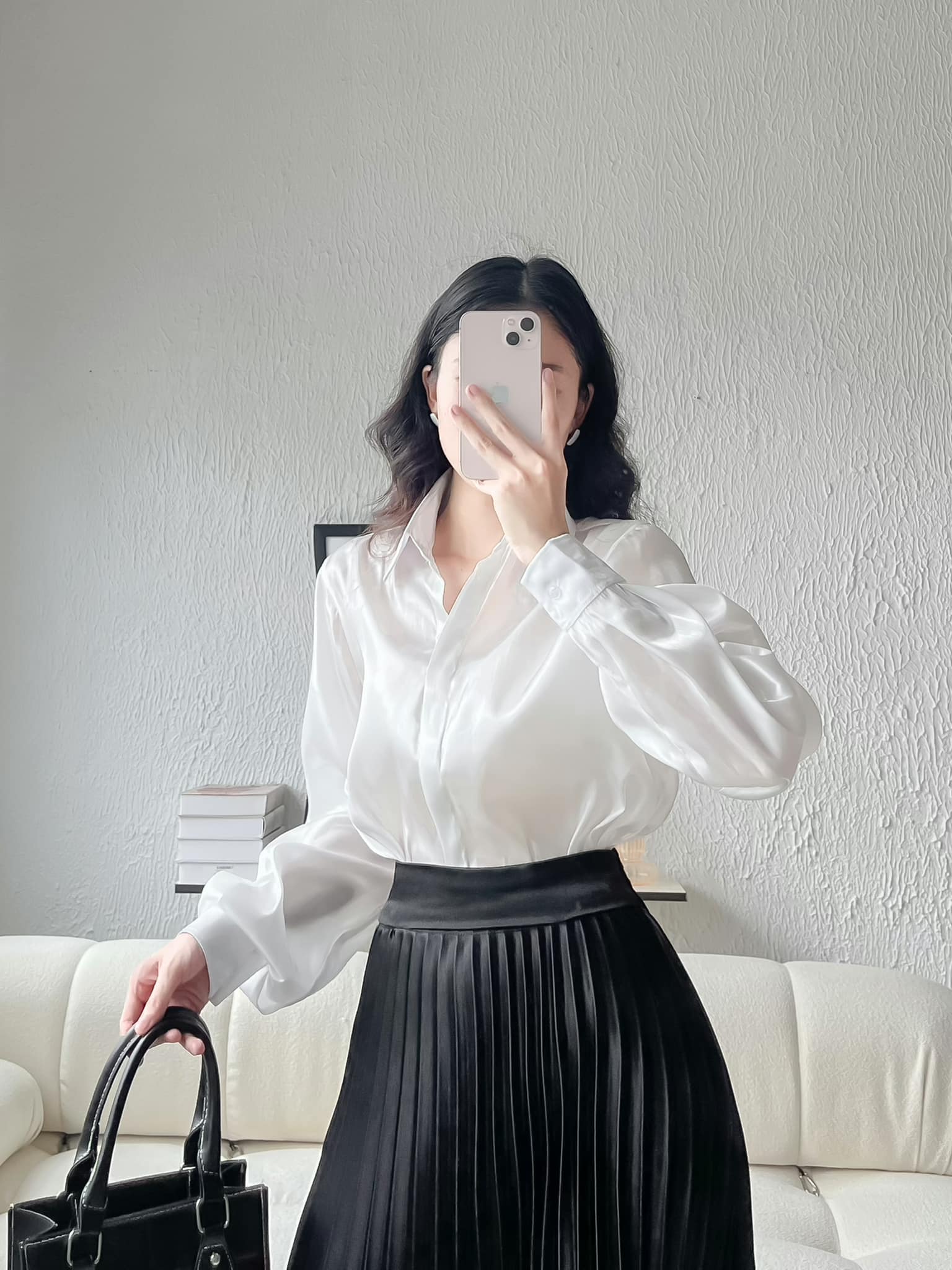 VELLE DESIGN áo sơ mi lụa tơ Celline chất lụa tơ organza cao cấp không nhăn.