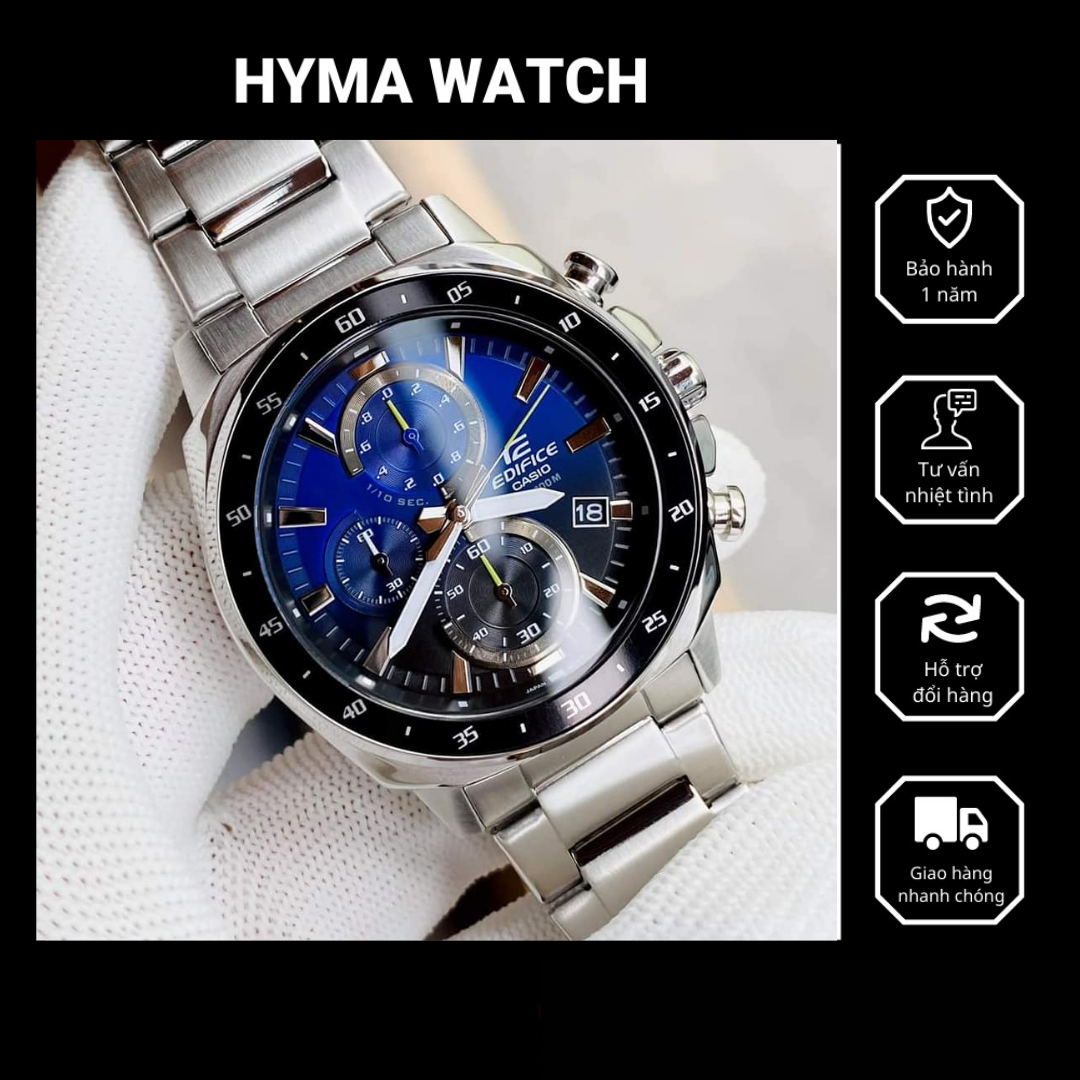 Đồng hồ Nam Casio Edifice EFV 600D-2A dây thép mặt xanh đen Bảo hành 5 năm Hyma watch