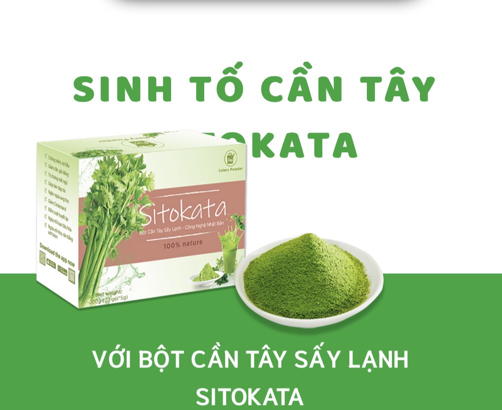 Bột Cần Tây SITOKATA - Giảm Cân - Đẹp Da ( Tặng kèm chai + Cẩm nang giảm cân)