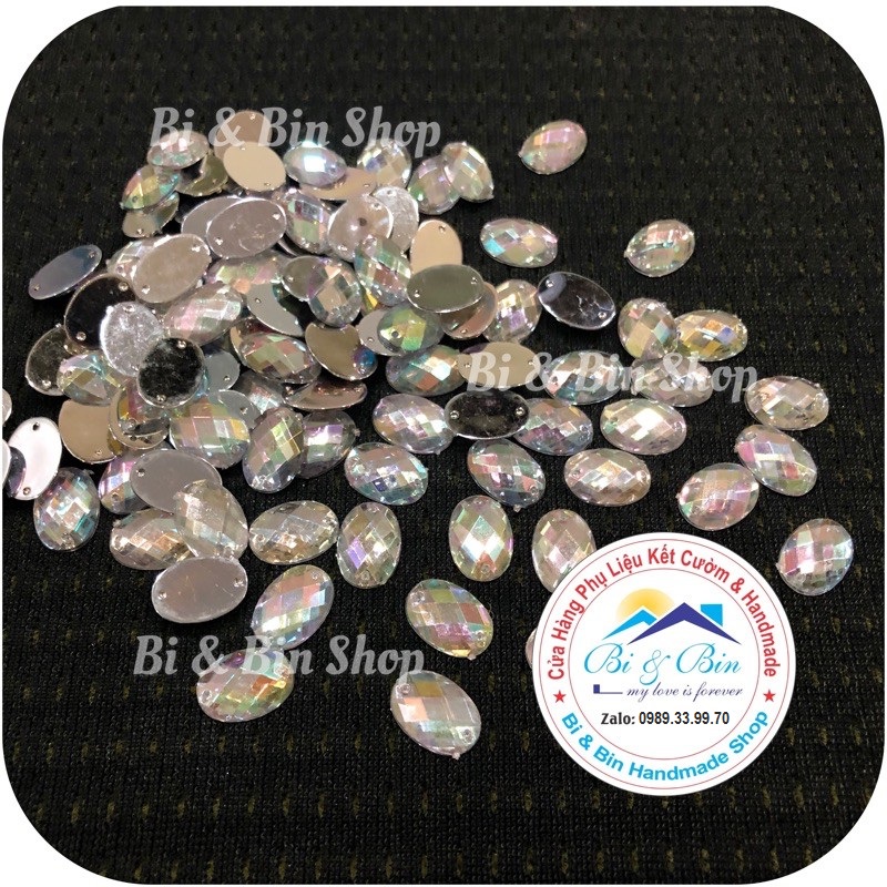 Hạt Đá Kết Oval Trắng Cừ AB Đính Kết Trang Phục