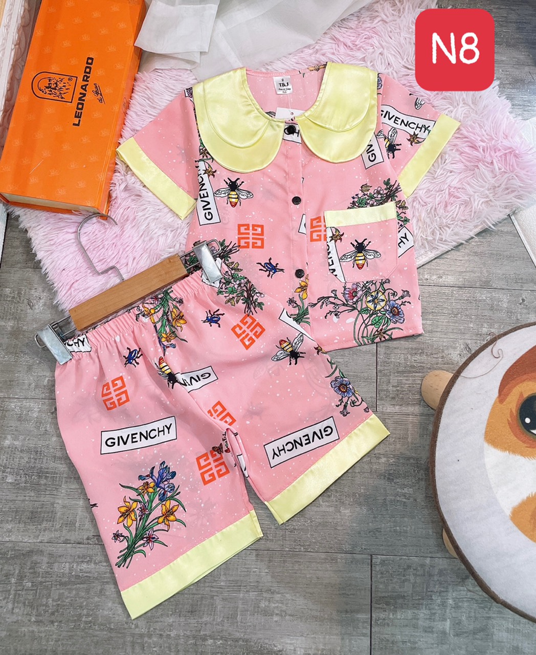 bộ pijama quần lửng lụa mango cho bé 9-21kg
