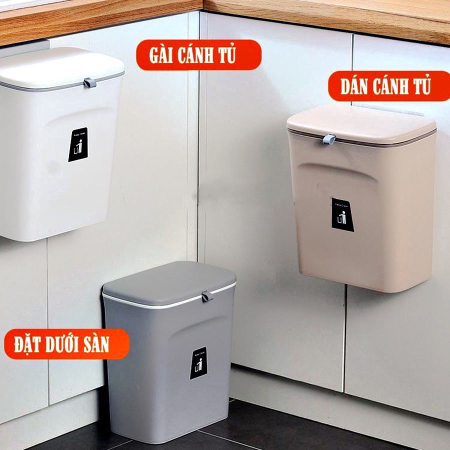 Thùng rác treo tủ bếp nắp đậy thông minh