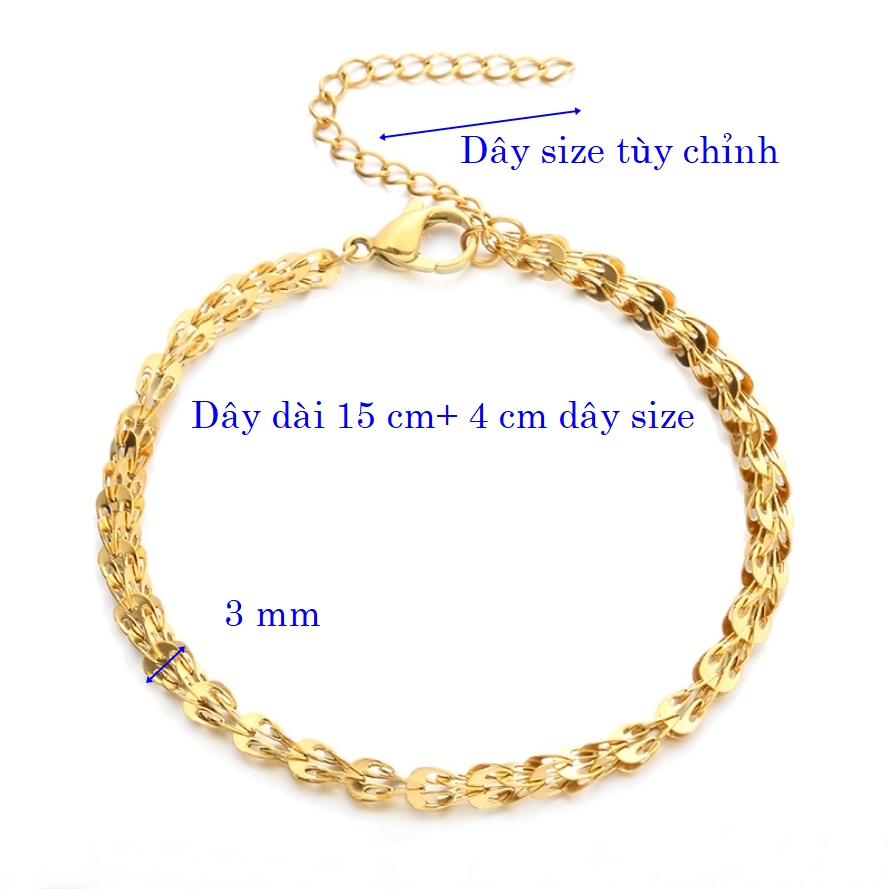 Lắc tay titan nữ kiểu đuôi phụng sáng màu sang trọng không đen gỉ