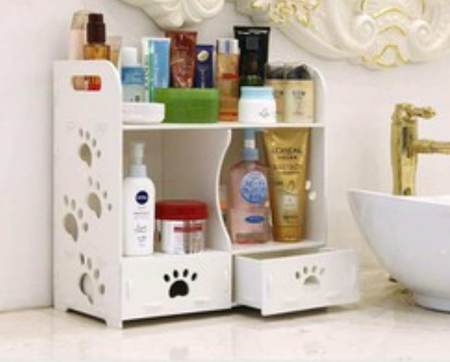 KỆ GỖ ĐỂ ĐỒ TRANG ĐIỂM HOA VĂN CHÂN CHÓ
