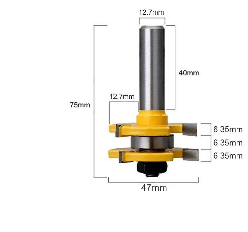 Bộ 2 mũi phay ghép ván gỗ, cốt 12.7mm