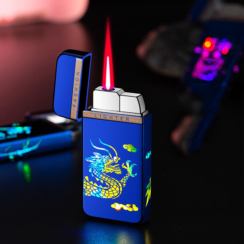 DEVA SHOP HỘP QUẸT , BẬT LỬA khò hình rồng có đèn led đổi màu WD881 , bật lửa siêu mỏng , bật lửa khò .