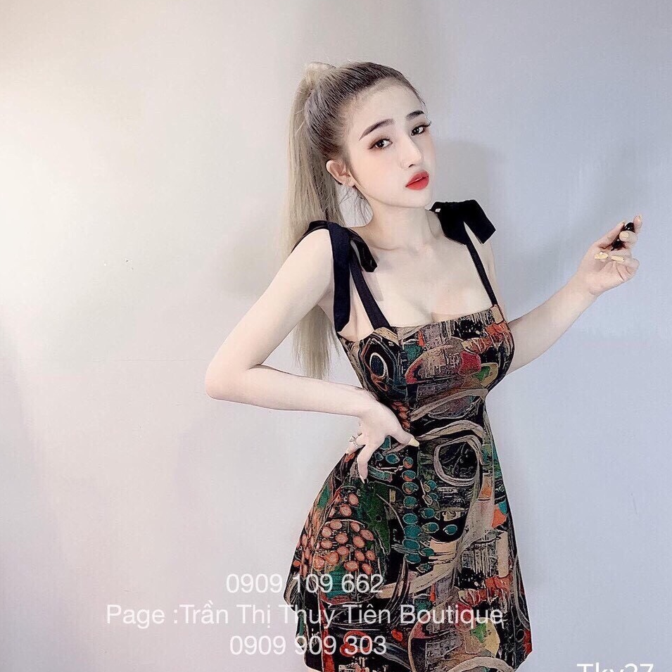Lịch sử giá Đầm nữ ôm body 2 dây chân váy xòe họa tiết cực đẹp thời trang  thiết kế lanchi cv65 cập nhật 3/2024 - Mua Thông Minh