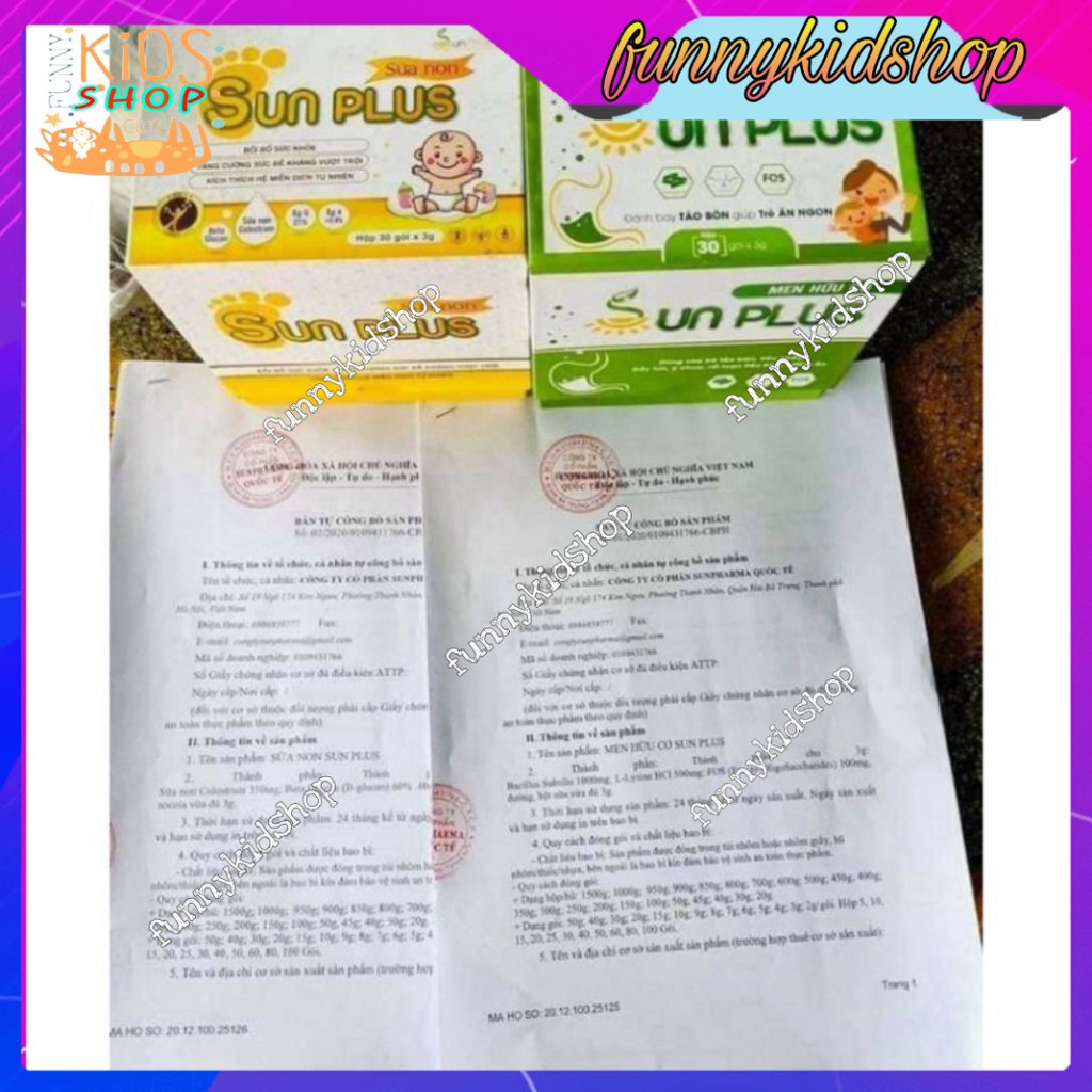 Men hữu cơ Sunplus + Sữa non Sunplus (men sống hữu cơ Sun plus)