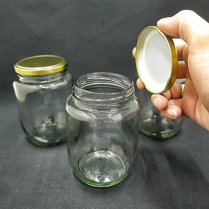 Hũ Đựng Gia Vị Thủy Tinh 500ml (combo 3 cái) nắp thiếc vàng – Hũ Thủy Tinh 500ML - Lọ Thủy Tinh 500ML – Hủ Gia Vị