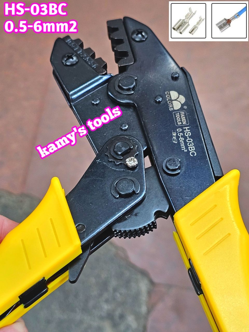 Kìm bấm cos fasen hs-03bc bấm cos cuốn 0.5-6mm2 dài 9 inch 230mm (kiềm bấm cos, kềm bấm cos)