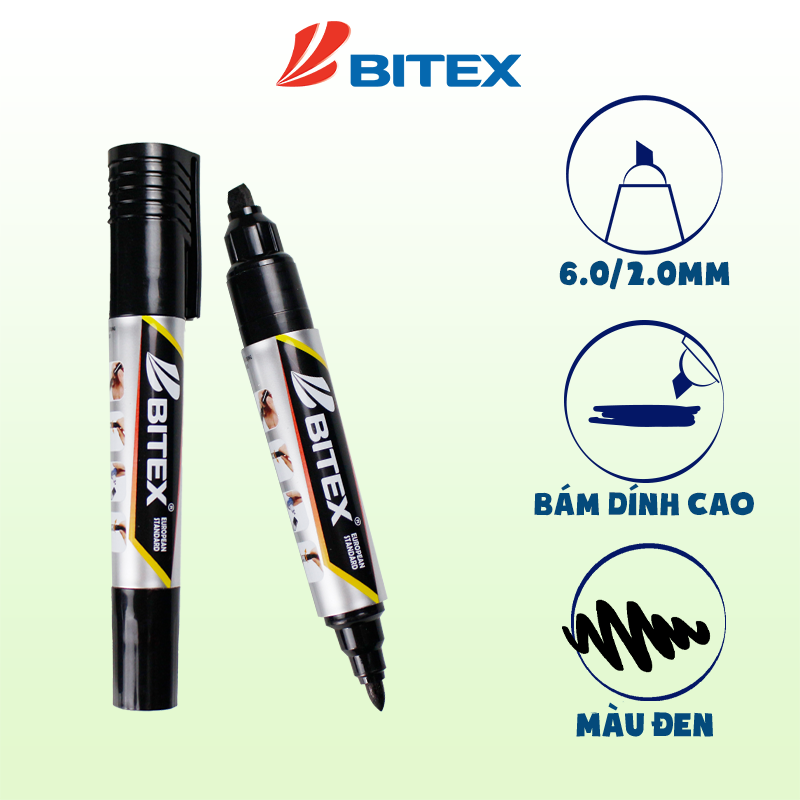 2 cây Bút lông dầu Bitex mực xanh/ Đỏ/ Đen PM01