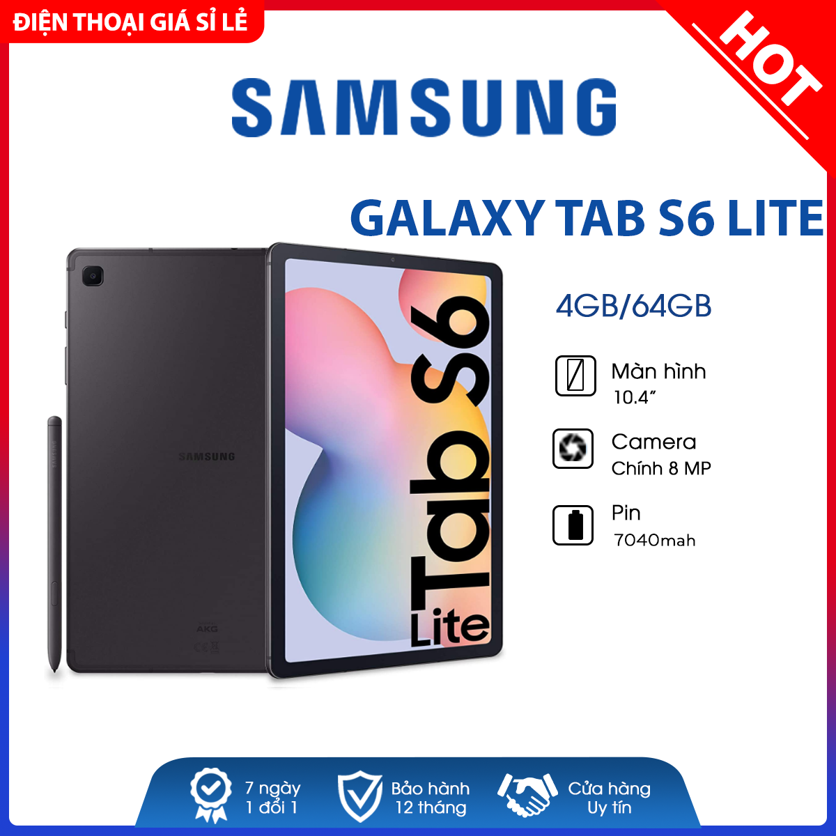 Máy tính bảng Samsung Galaxy Tab S6 Lite - Hàng Chính Hãng, Mới 100%, Nguyên Seal | Bảo hành 12 tháng