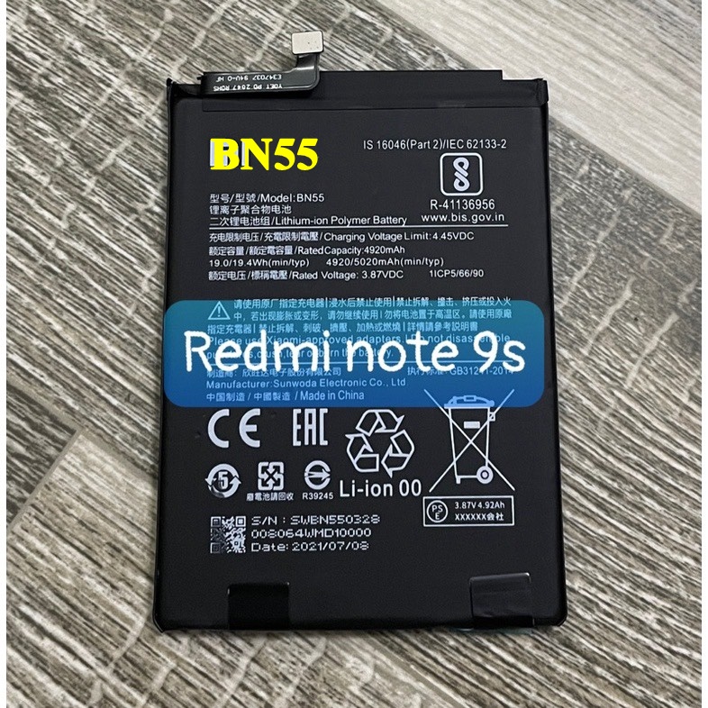 Pin Xiaomi Redmi Note 9s BN55 Dung Lượng 5020mAh