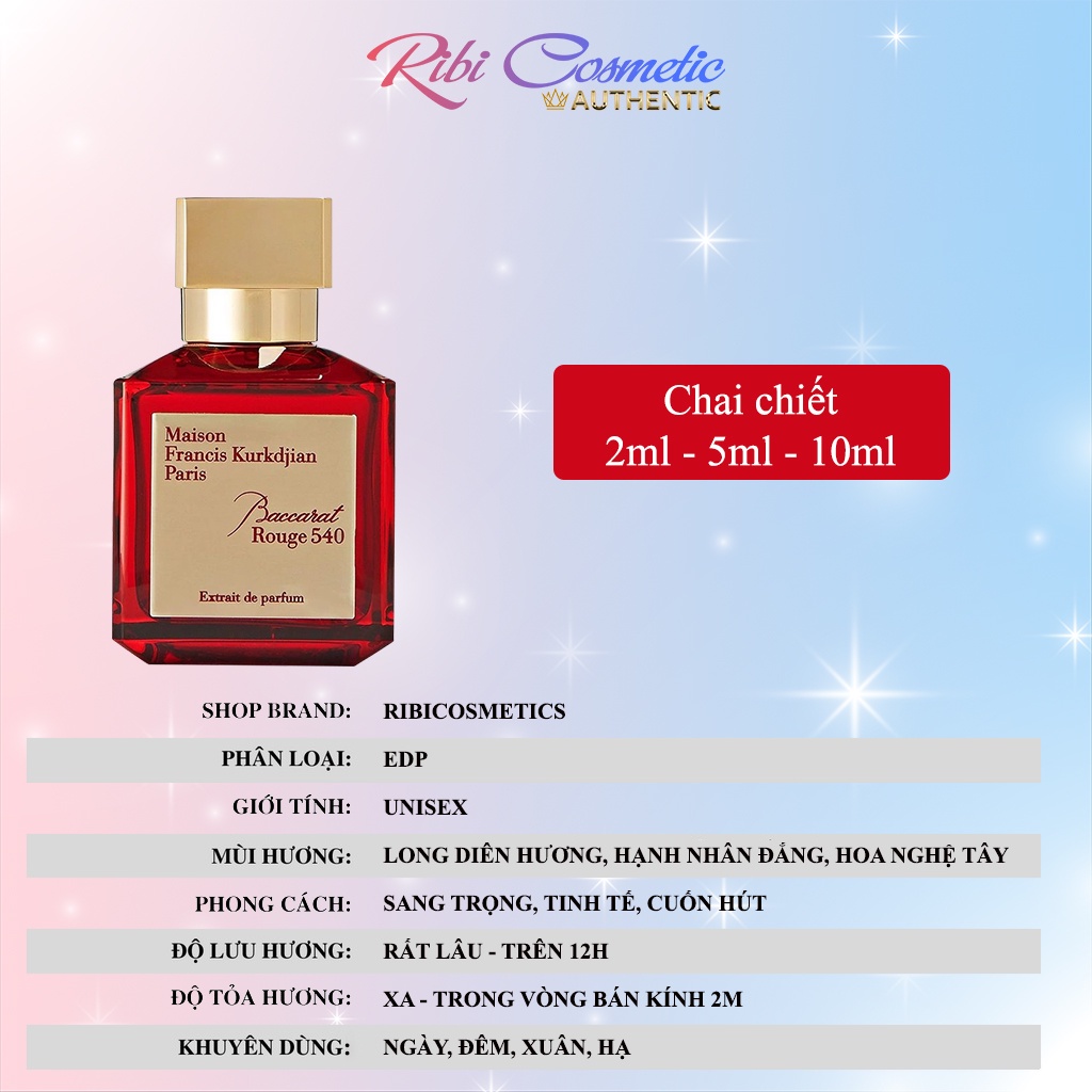 Nước hoa dùng thử Baccarat Rouge 540 10ml