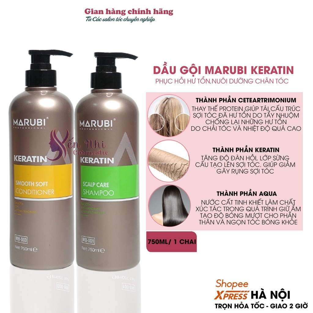 Dầu gội Marubi phục hồi hư tổn giảm rụng tóc Marubi keratin 750ml chính hãng