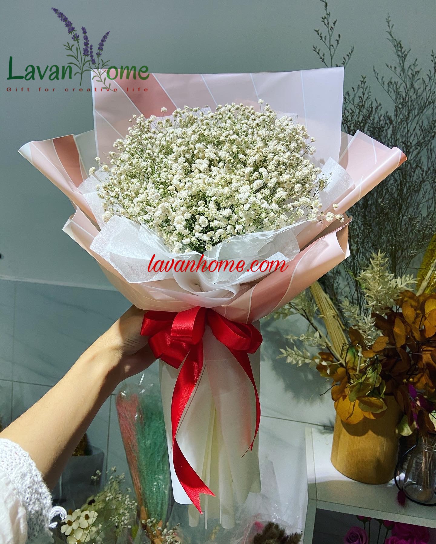 Bó hoa khô baby hồng (nhiều màu)