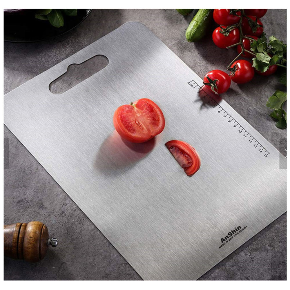 Thớt inox SUS304 Anshin - chống nấm mốc - kháng khuẩn, không dăm mùn - hàng Việt Nam sản xuất