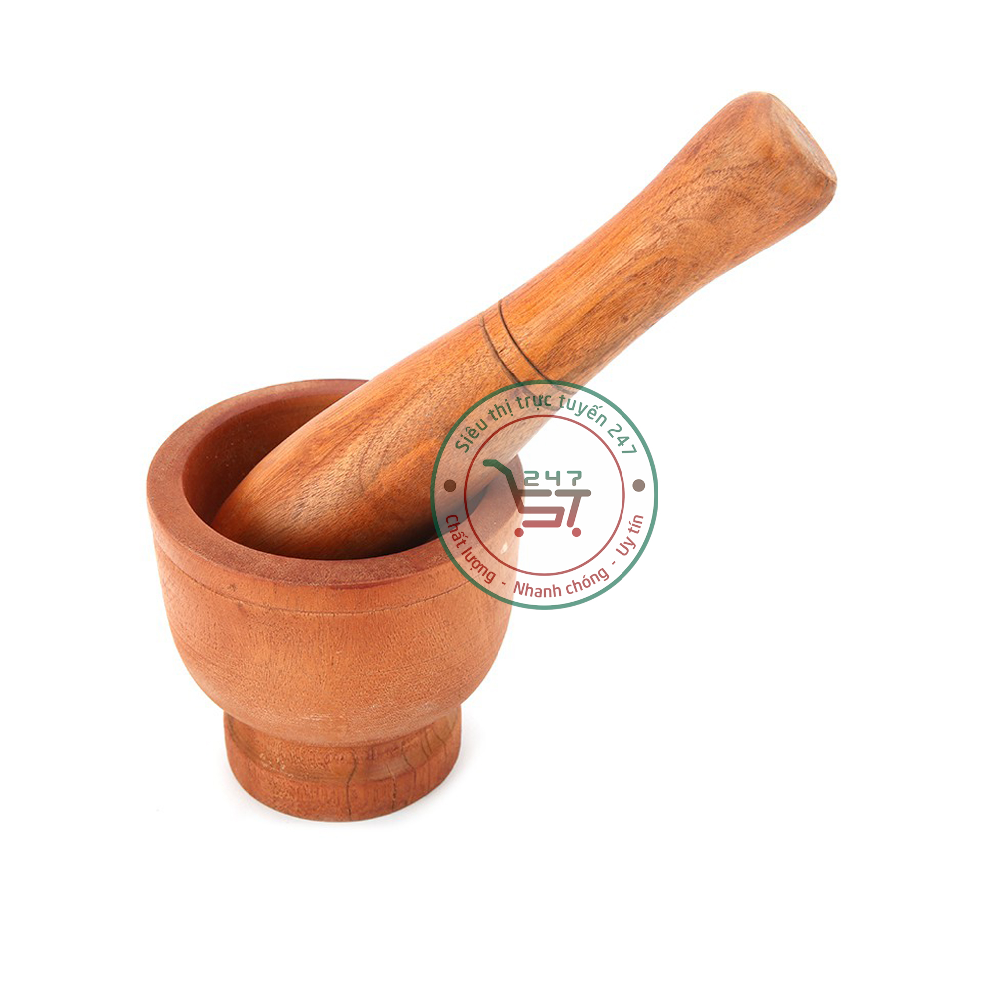 Bộ cối chày gỗ đâm tiêu giã tỏi đa năng nhiều size 13-19 tiện lợi