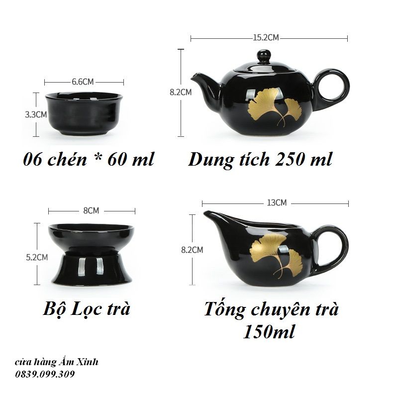 Bộ Ấm Chén Sứ Pha Trà Đạo