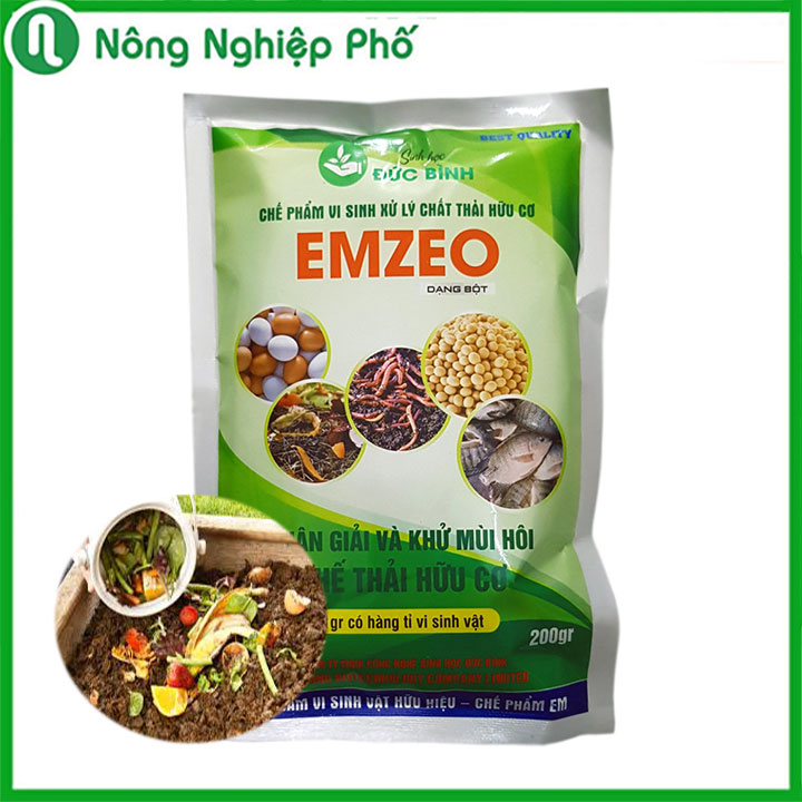 Chế phẩm vi sinh Emzeo dùng phân giải, khử mùi hôi hữu cơ - Gói 200 gram - Nông Nghiệp Phố