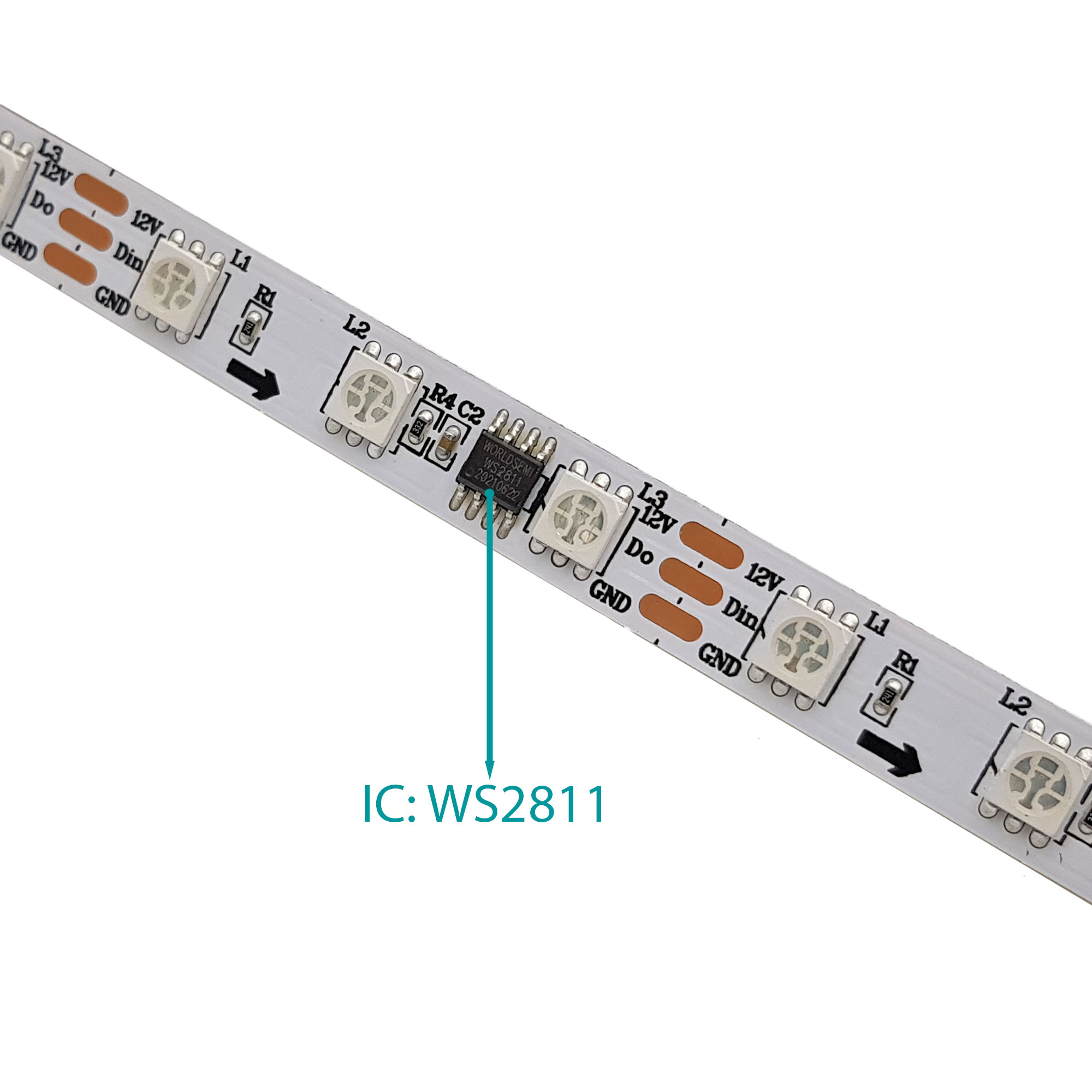 Led dây WS2811 không phủ epoxy 12VDC