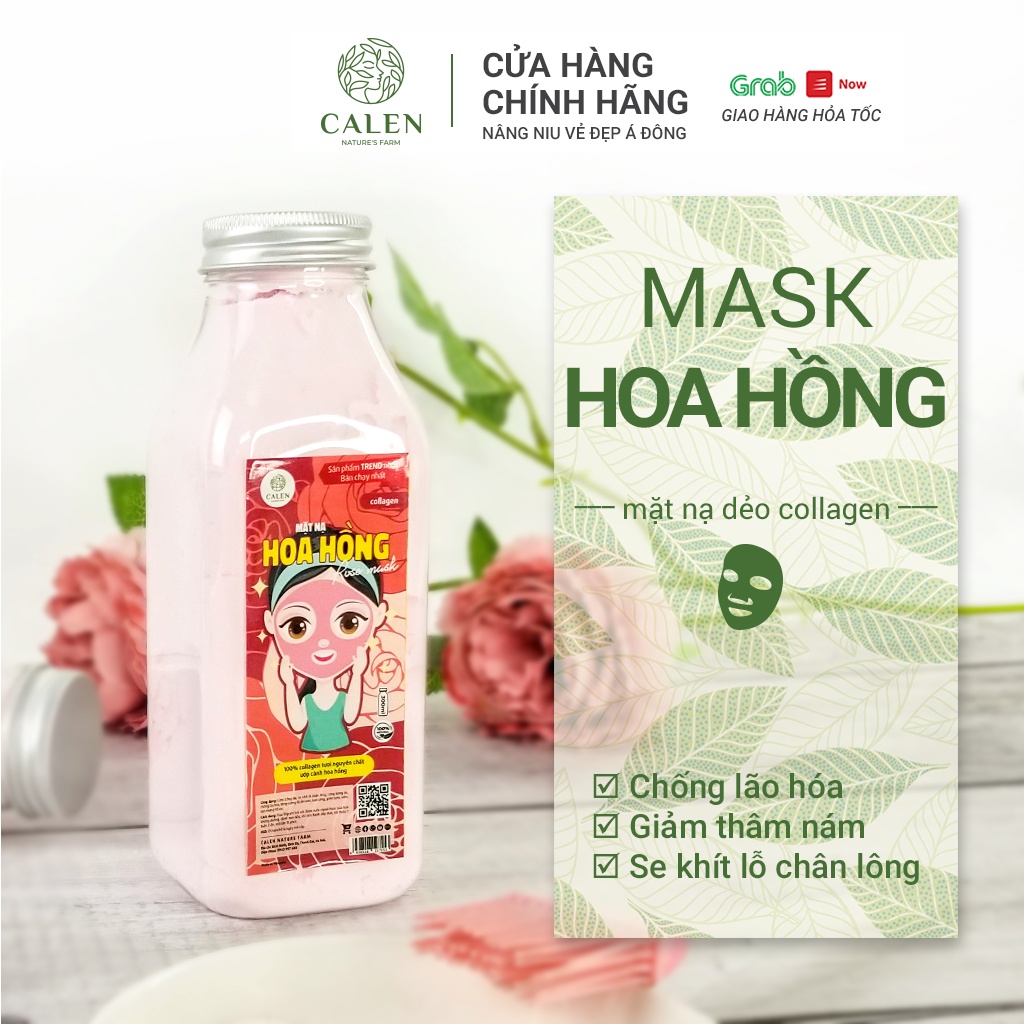 Bột mặt nạ dẻo collagen Hoa Hồng cao cấp- Đắp mặt - Rửa mặt