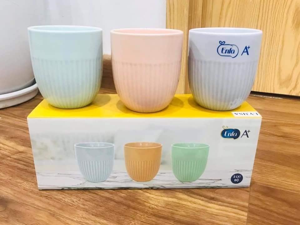 Bộ 3 ly sứ Donghwa quà enfa