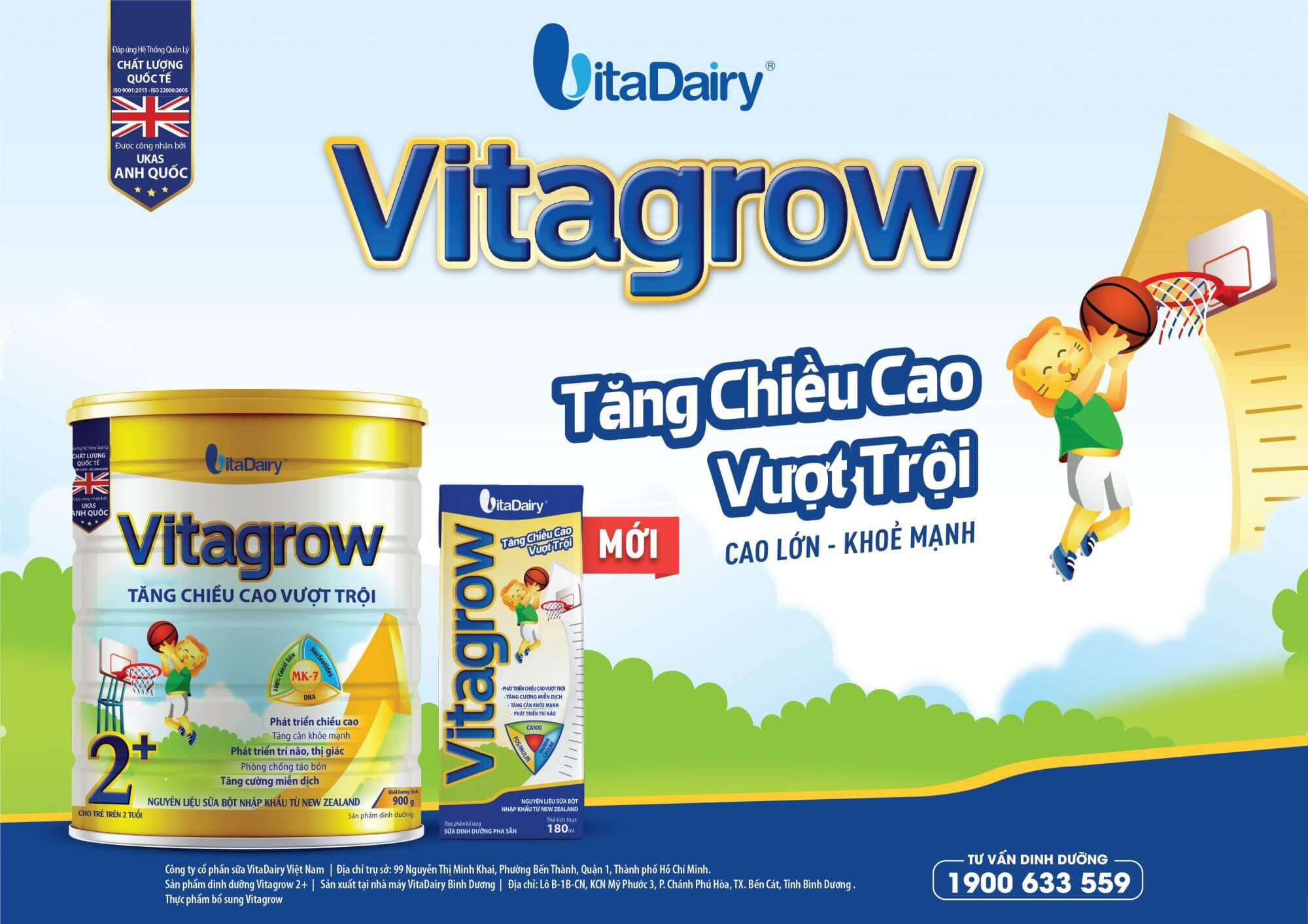 (HSD T10-2027) (Có Tích Xu) Sữa Bột VitaDairy Giúp Tăng Chiều Cao VitaGrow 3+ 900g.