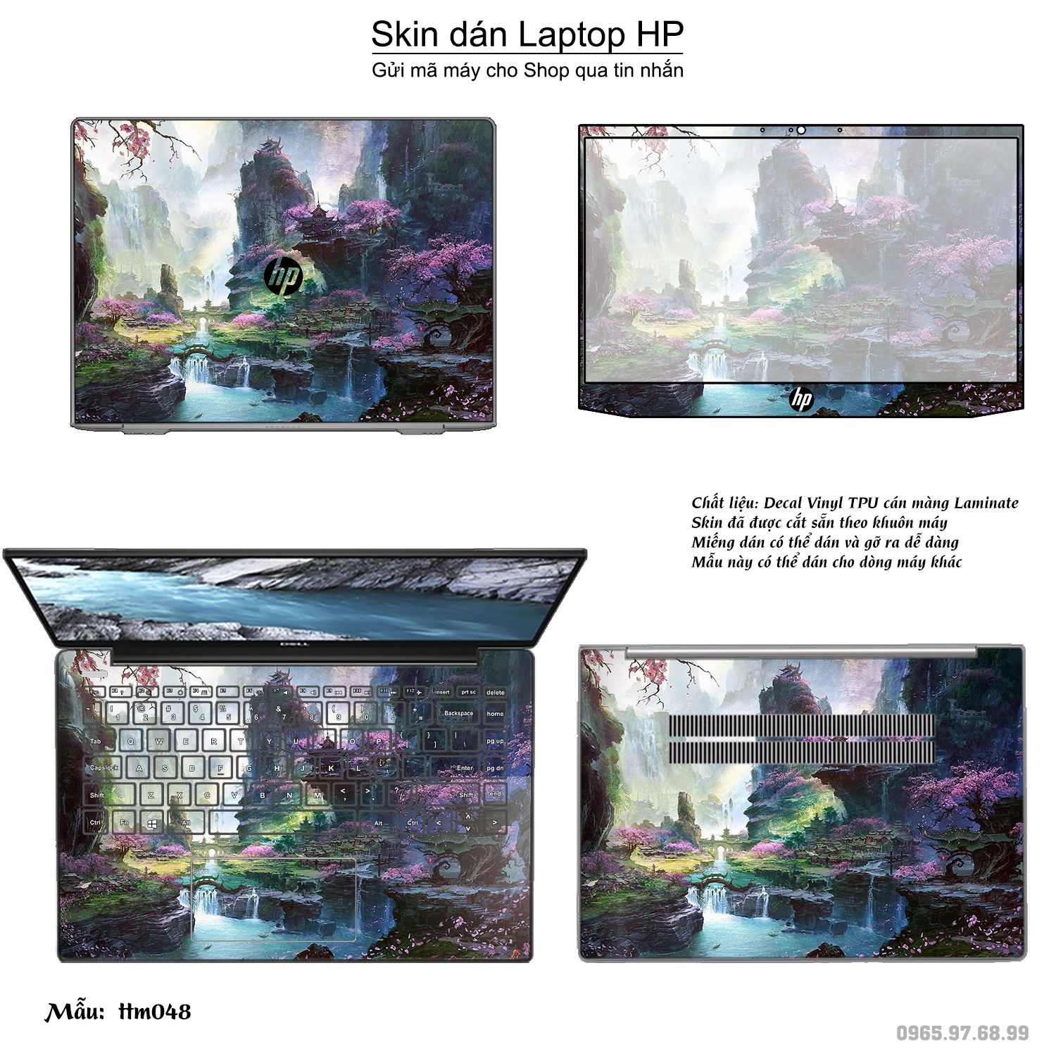 Decal Skin dán Laptop HP mẫu Tranh thủy mặc