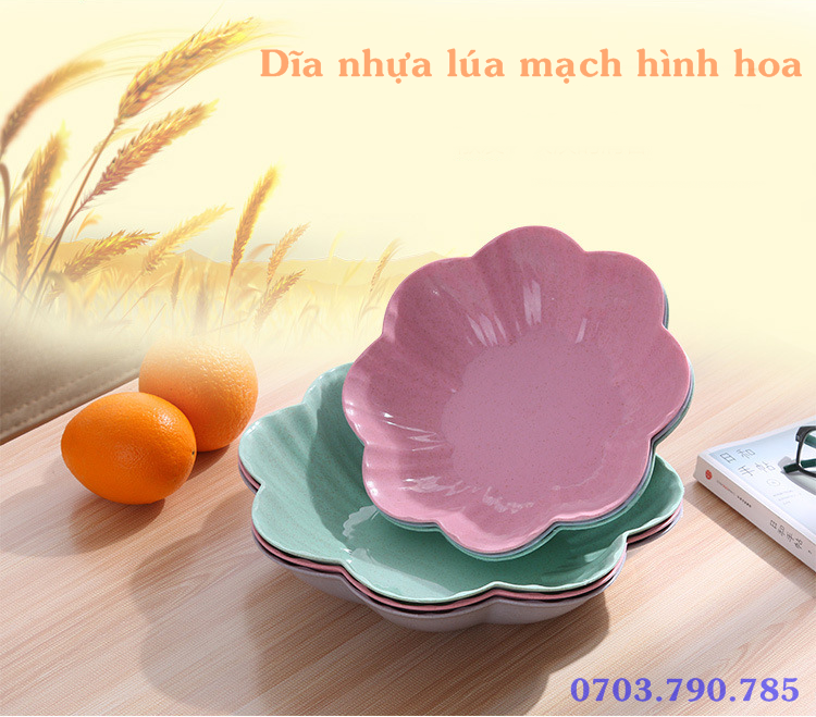 [HCM]Dĩa nhựa lúa mạch hình hoa size LỚN - KT: 27.5 cm