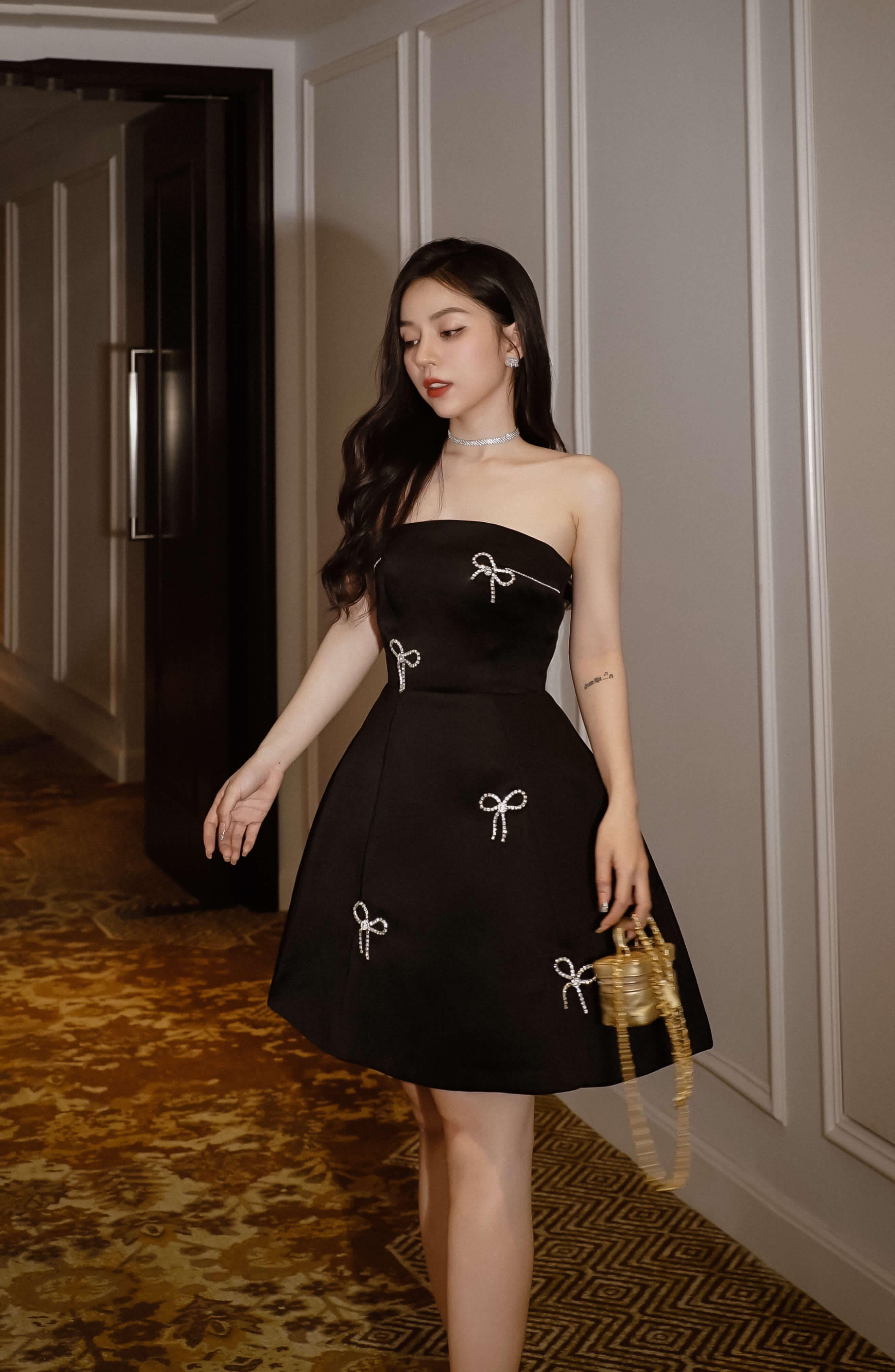 Đầm cup ngực đính nơ - đầm nữ xipi