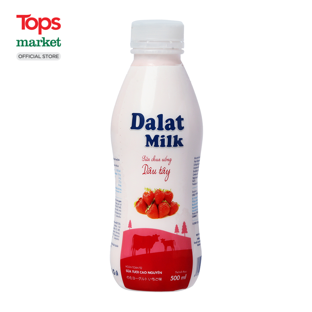 Sữa Chua Uống Dalat Milk Vị Dâu Tây 500ML - Siêu Thị Tops Market