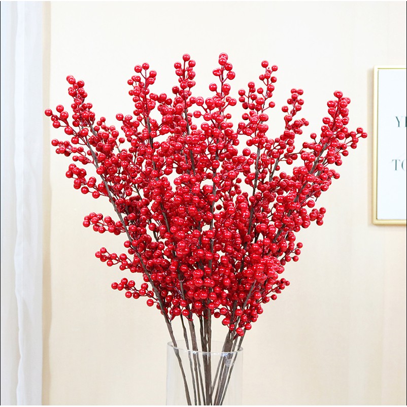 Cành đào đông đỏ cành đào 6 nhánh 12 nhánh trang trí ngày tết .đtvm