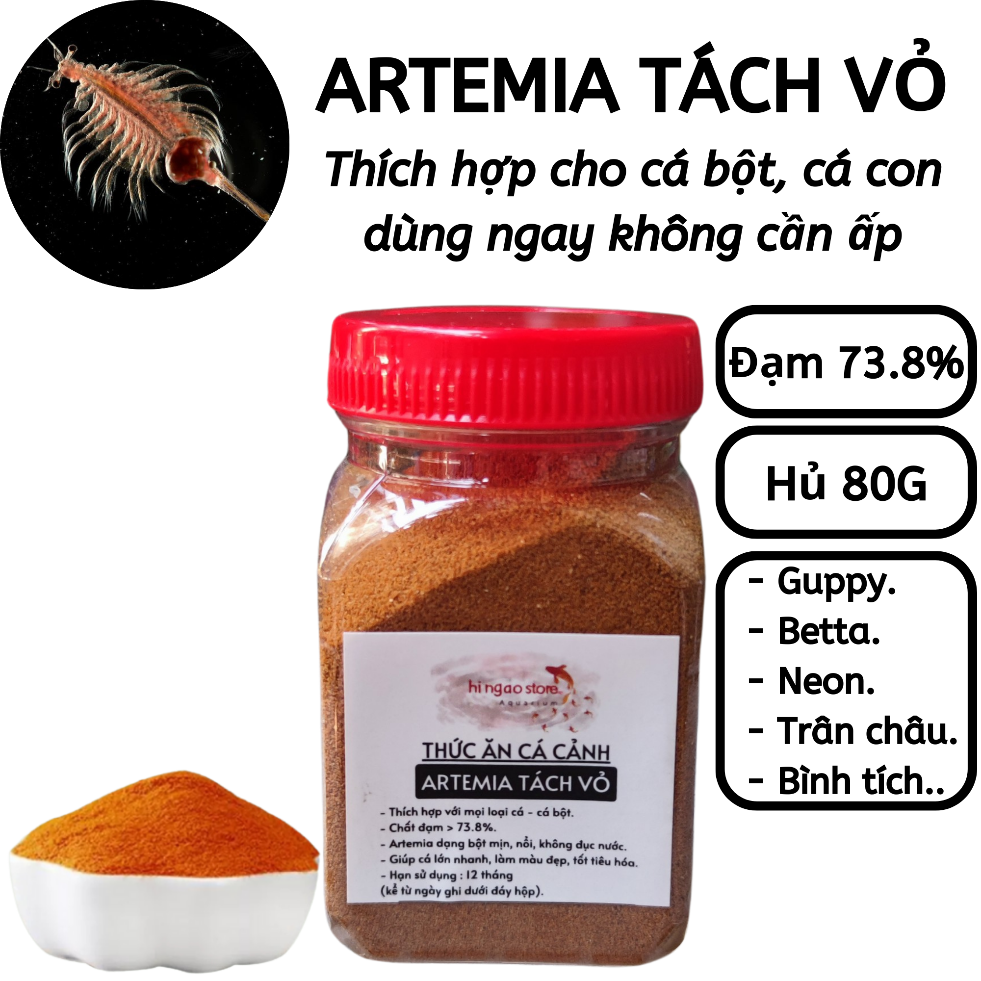 Artemia 80g praline powder (use now) Guppy, Betta, neon, sputtering-fish food | Hingaostore.