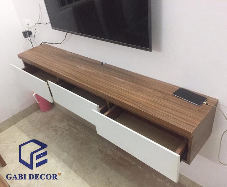 Kệ TiVi Treo Tường 3 Ngăn Kéo dài 1m6.