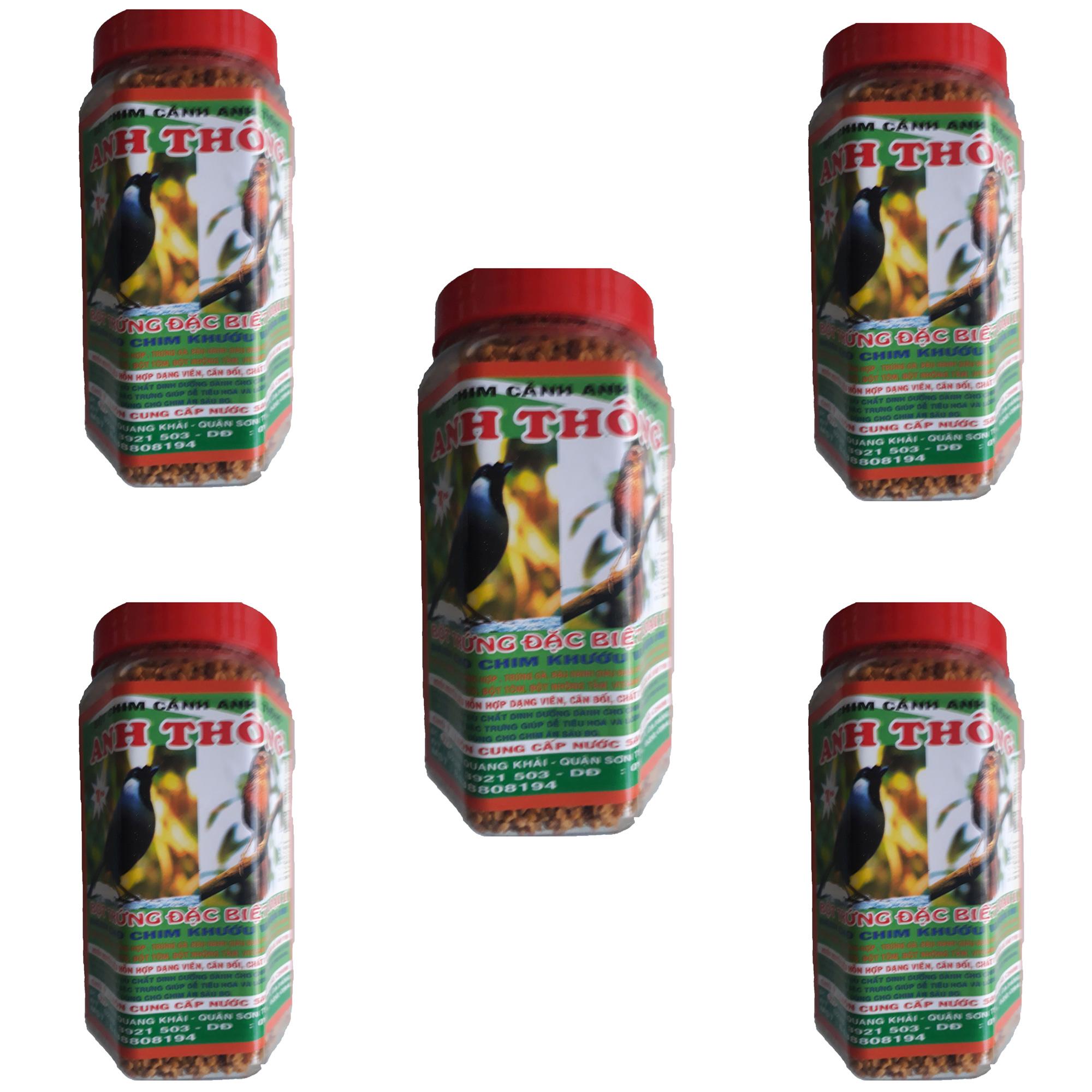 Combo 5 Hũ Thức Ăn Chim Họa Mi Khướu Anh Thông 550g - Cám Mi Khướu Anh Thông Loại Tốt
